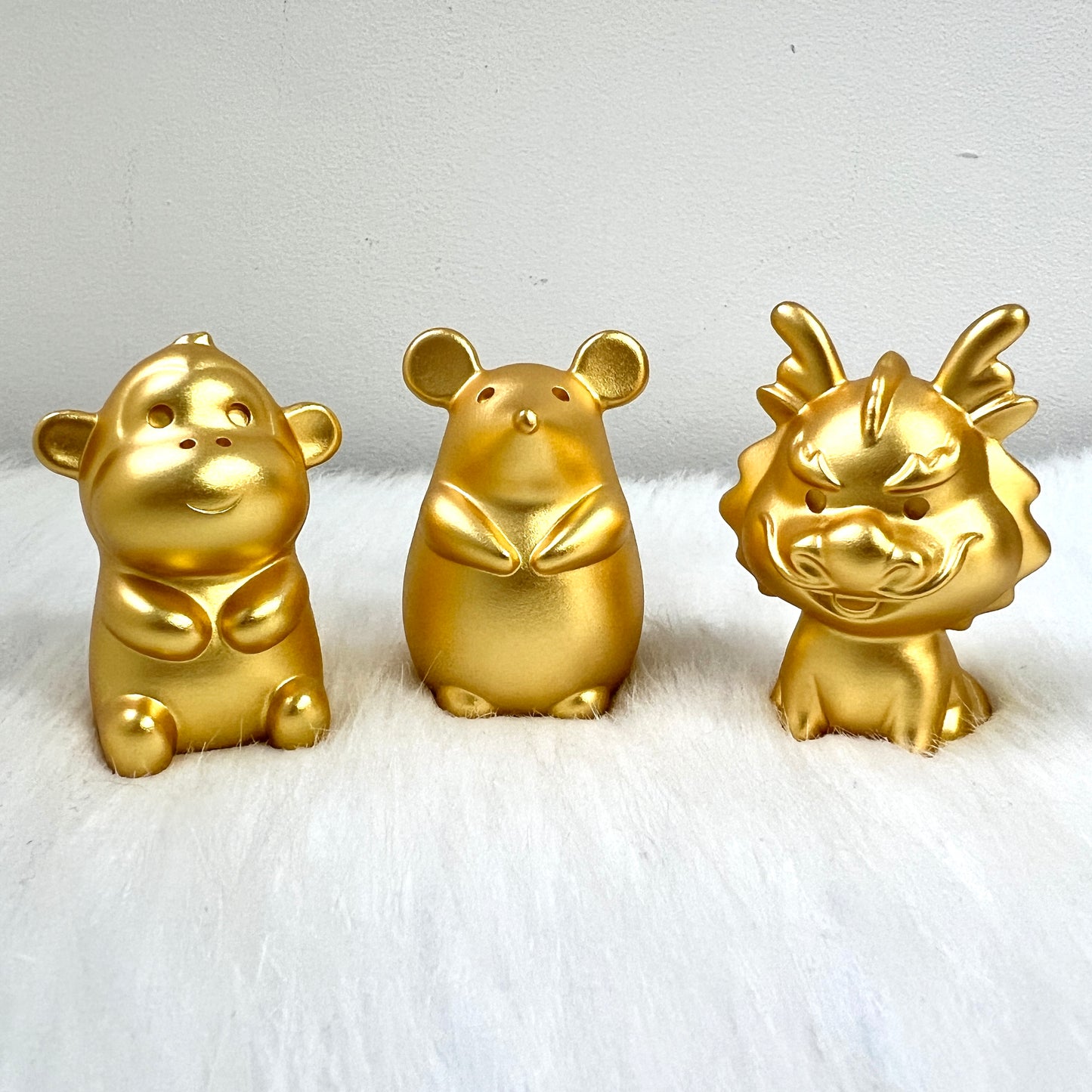 【三合贵人组合】十二生肖(铜镀金)摆件- 猴、鼠、龙