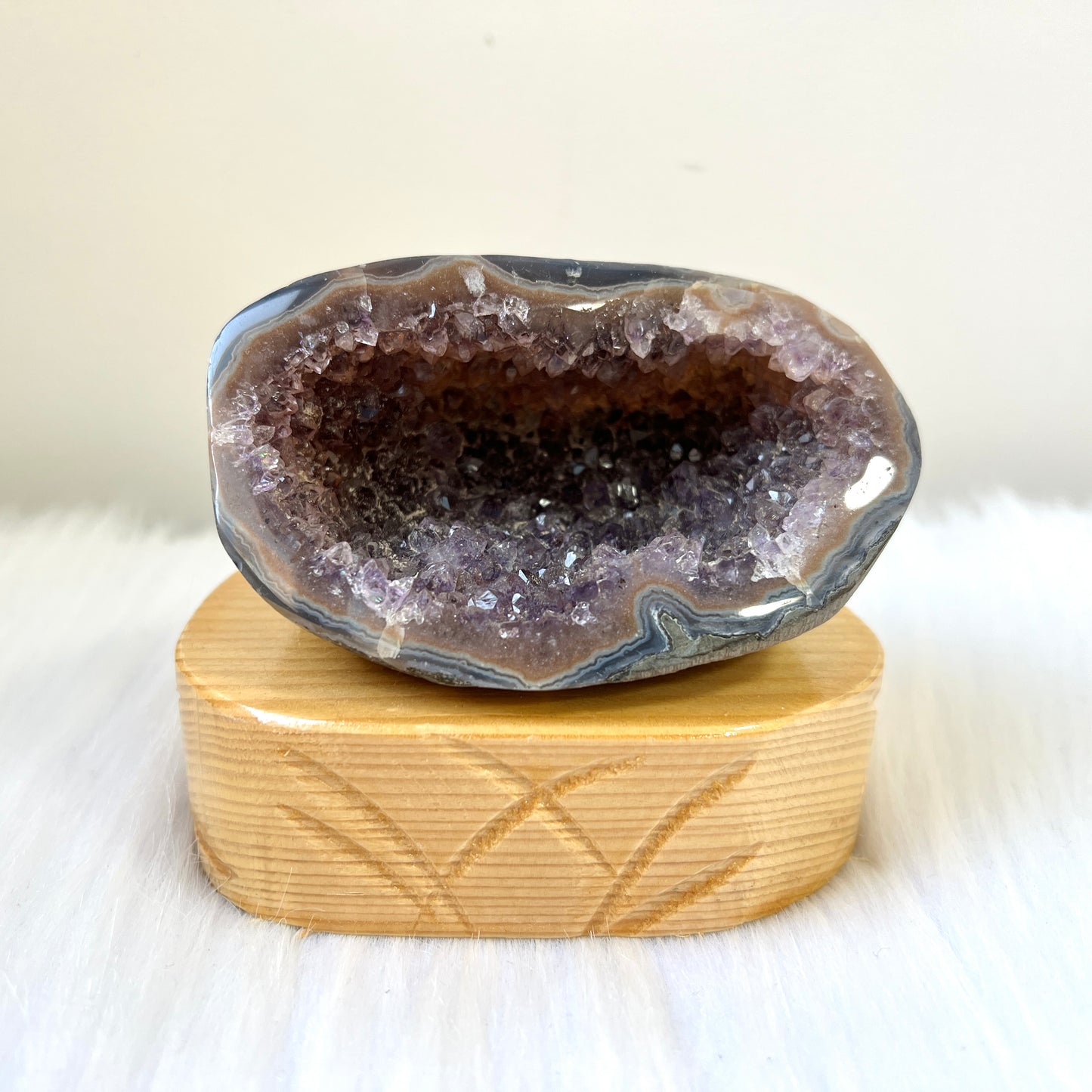 紫黄晶钱袋子连订造底座